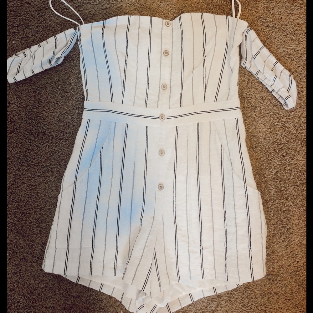 Planet Blue white & macy striped romper!